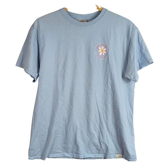 Simply Southern T Shirt Blue Large Short Sleeve Oopsy Daisy Highland Cow Flower - Picture 2 of 7